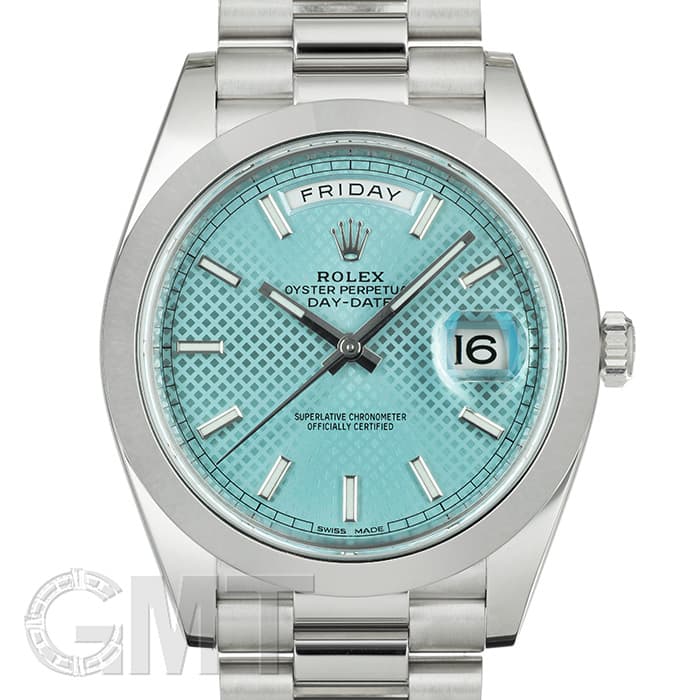 中古)ROLEX ロレックス デイデイト 40 228206 アイスブルー 斜め格子柄