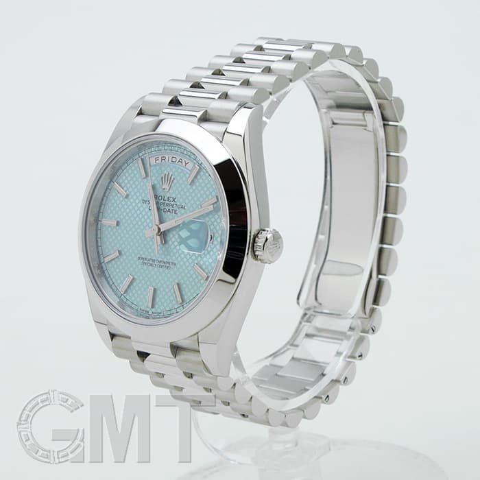 中古)ROLEX ロレックス デイデイト 40 228206 アイスブルー 斜め格子柄