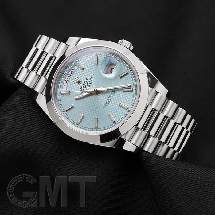 中古)ROLEX ロレックス デイデイト 40 228206 アイスブルー 斜め格子柄