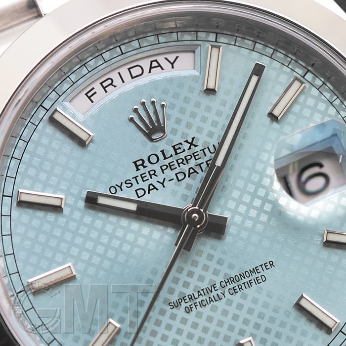 中古)ROLEX ロレックス デイデイト 40 228206 アイスブルー 斜め格子柄