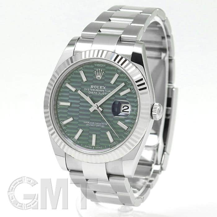 希少　新品　ROLEX デイトジャスト　掛け時計 ミントグリーンフルーテッド 中古)ROLEX ロレックス デイトジャスト 41 126334 ミントグリーン