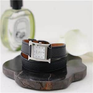 HERMES エルメス Hウォッチ 036716WW00 Hウォッチ ドゥブルトゥール SS ブラック メイン