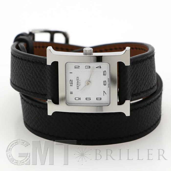 エルメス　HERMES Hウォッチ　ドゥブルトゥール　２連巻き　ブラックレザー HERMES - エルメス HERMES Hウォッチ ドゥブルトゥール 2連巻き