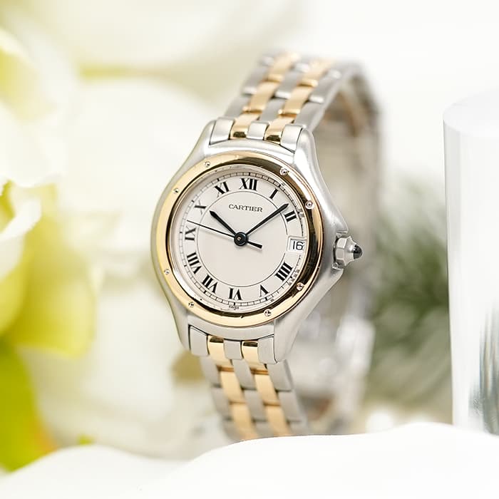 カルティエ Cartier パンテール クーガー W35002F5 Cartier Panthère  クォーツ 腕時計 レディース 白 Cartier - カルティエ Cartier パンテール クーガー W35002F5 Cartier