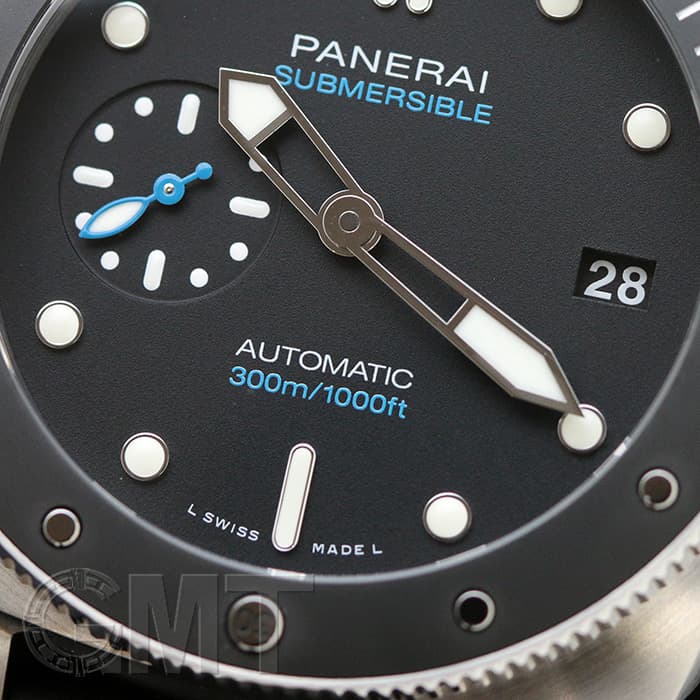 期間限定開催 Officine Panerai オフィチーネパネライ サブマーシブル 42mm 自動巻き 腕時計 ウォッチ ファッション 小物 ステンレススチール ラバー Aisi 316l ブルー青 グレー灰 シルバー金具 Pam メンズ アラモード 期間限定 30 Off