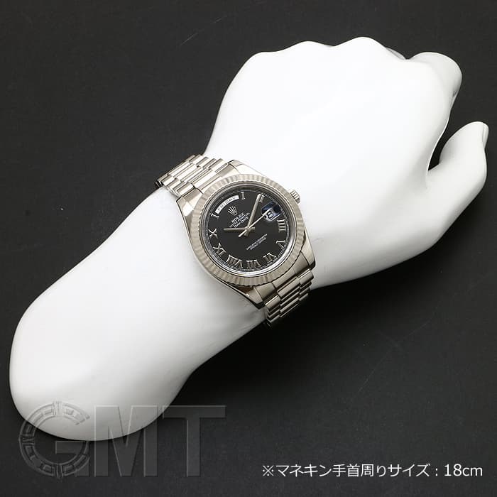 中古)ROLEX ロレックス デイデイトII 218239 ブラック ローマ（商品ID