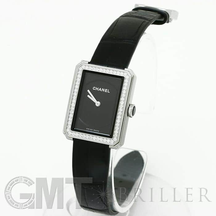 【CHANEL】シャネル ボーイフレンド ベゼルダイヤ H4883 ステンレススチール×アリゲーター×ダイヤモンド 黒 クオーツ アナログ表示 レディース 黒文字盤 腕時計 CHANEL】シャネル ボーイフレンド 腕時計 ベゼルダイヤ H4883