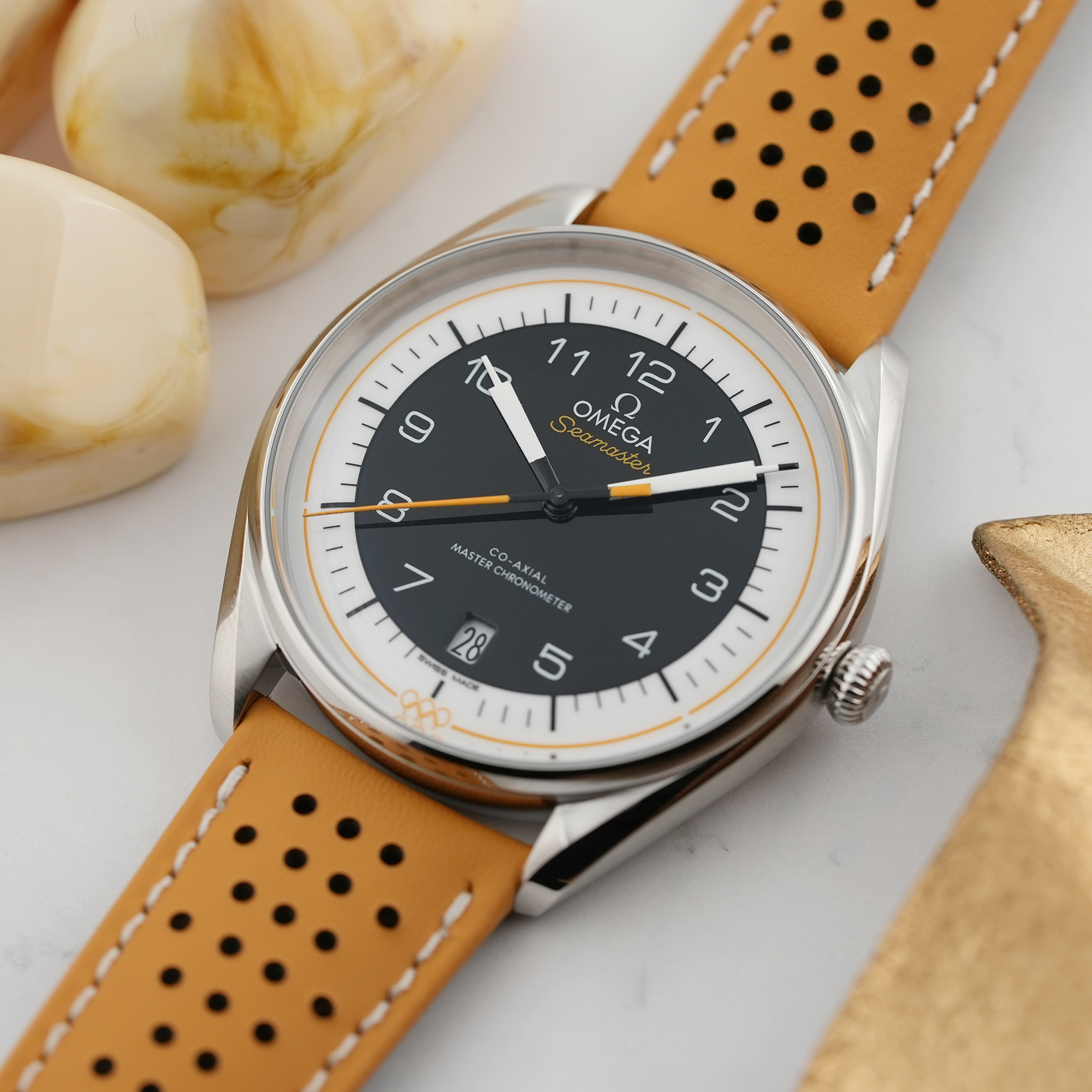 新品)OMEGA オメガ シーマスター オフィシャルタイムキーパー イエロー