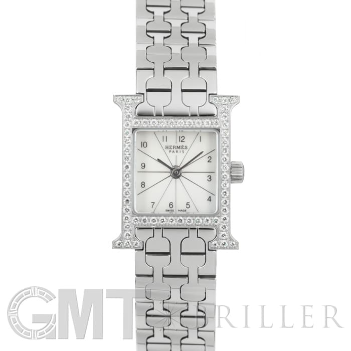 中古)HERMES エルメス Hウォッチ ミニ HH1.130 WHMOP ダイヤベゼル