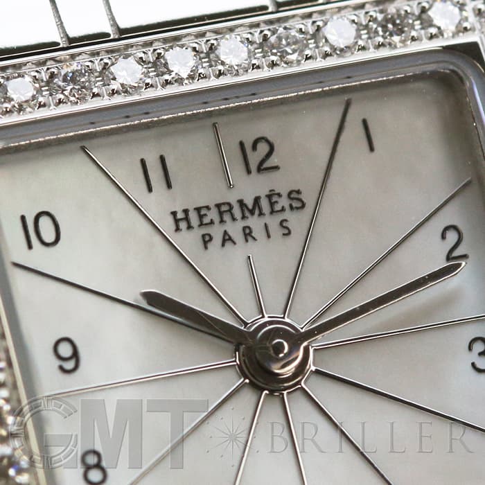 中古)HERMES エルメス Hウォッチ ミニ HH1.130 WHMOP ダイヤベゼル