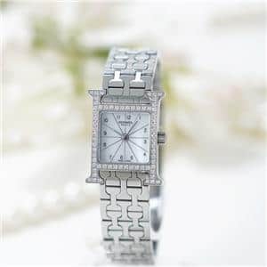 中古)HERMES エルメス Hウォッチ ミニ HH1.130 WHMOP ダイヤベゼル