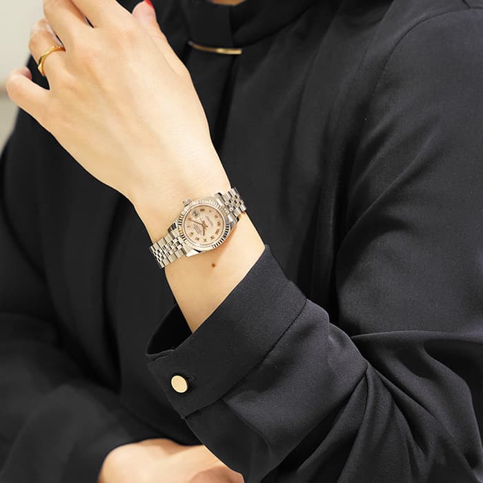 中古 ロレックス ROLEX 179174NRD Z番(2006年頃製造) ピンクシェル レディース 腕時計 中古)ROLEX ロレックス デイトジャスト 179174NRD ピンクシェル ローマ