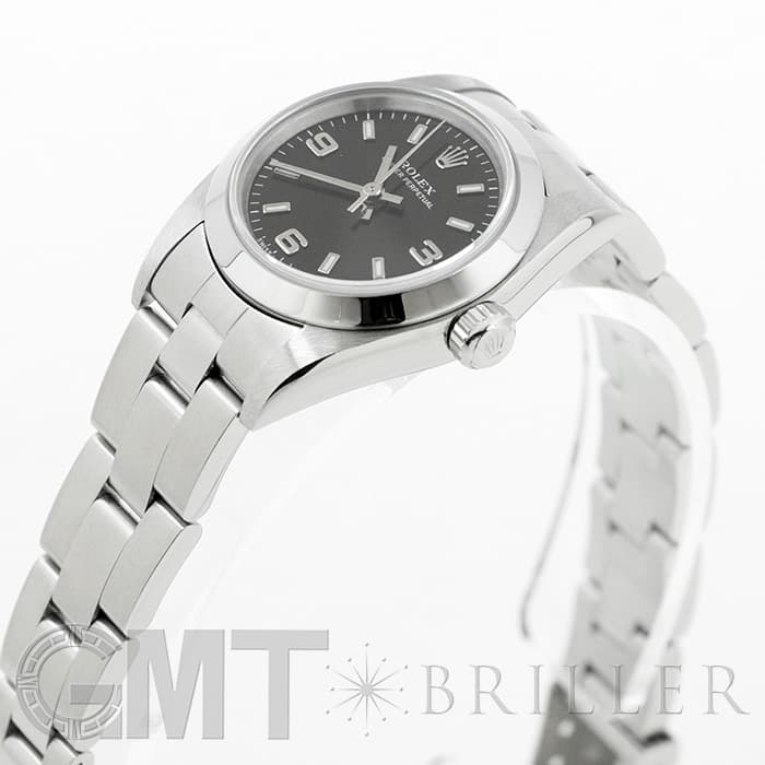 ロレックス オイスターパーペチュアル 76080 ブラック 369ホワイトバー Y番 レディース 中古 腕時計 中古)ROLEX ロレックス オイスターパーペチュアル 76080 ブラック369 Y