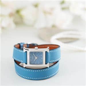 HERMES エルメス Hウォッチ ドゥブルトゥール HH1.210 ブルー メイン