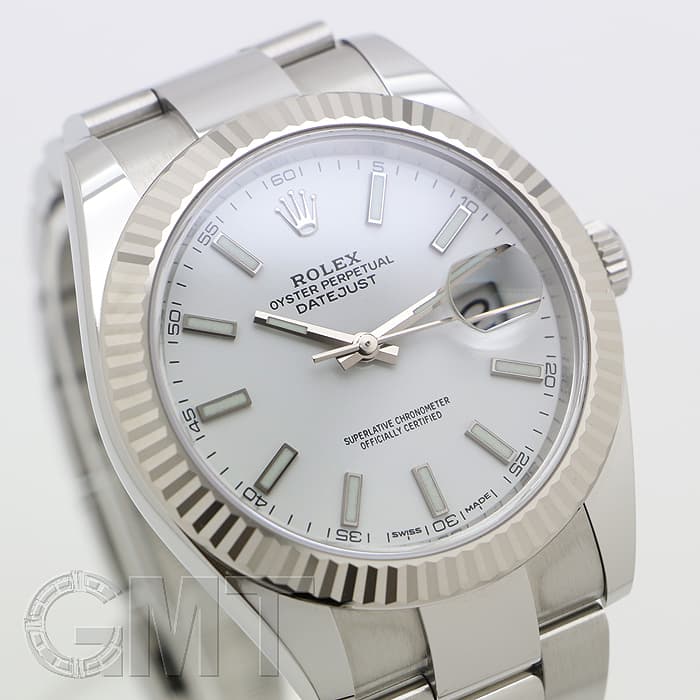 【ROLEX】デイトジャストレディース ホワイト 中古)ROLEX ロレックス デイトジャスト 41 126334 ホワイト オイスター