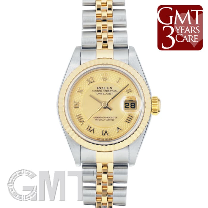 ロレックス Rolex 腕時計 レディ デイトジャスト 79173NRD K番 イエローシェル文字盤 ローマ数字インデックス デイト SS K18YG 自動巻き 【中古】 ROLEX - ロレックス Rolex 腕時計 レディ デイトジャスト 79173NRD K番