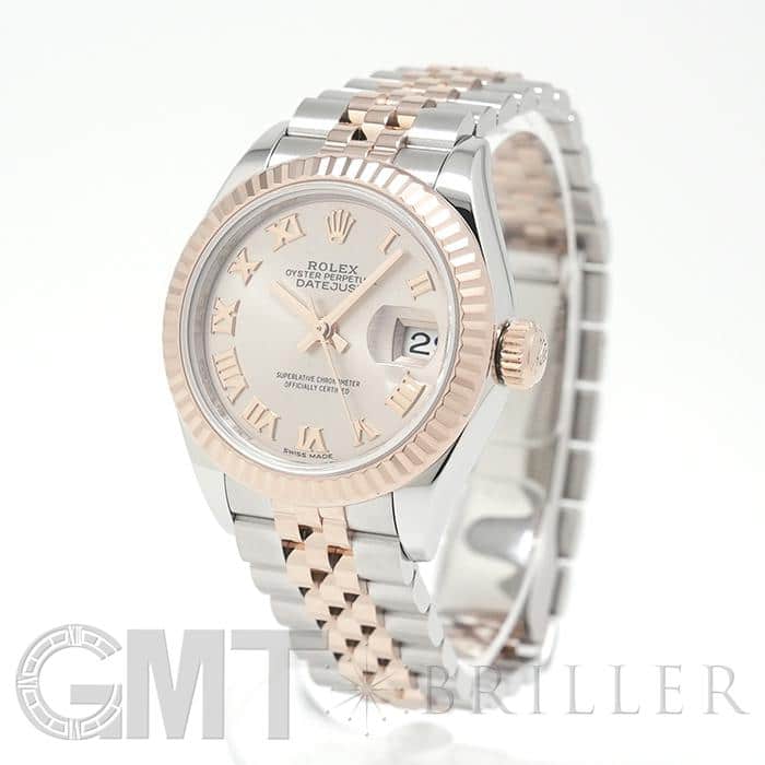 ロレックス ROLEX デイトジャスト ランダムシリアル 279171 サンダスト文字盤 オイスターブレス PG/SS 自動巻き レディース 腕時計 ROLEX - ロレックス ROLEX デイトジャスト28 サンダスト 279171 ライト