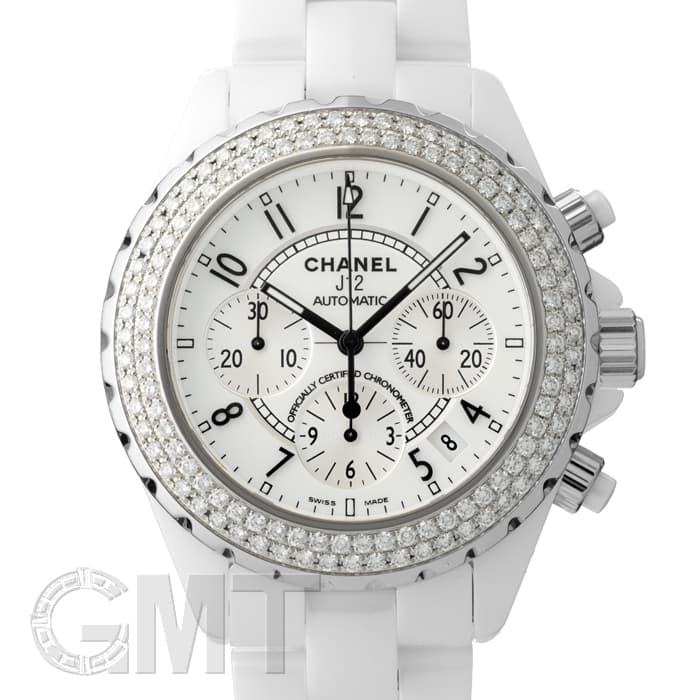 中古)CHANEL シャネル J12 クロノグラフ H1008 ダイヤベゼル（商品ID