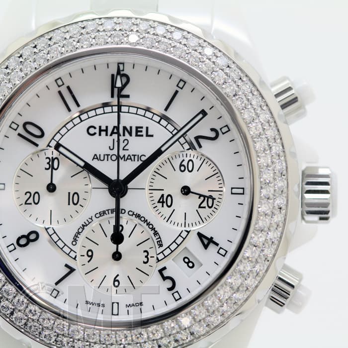 中古)CHANEL シャネル J12 クロノグラフ H1008 ダイヤベゼル（商品ID