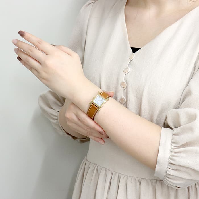 新品)HERMES エルメス Hウォッチ 036732WW00 Hウォッチ ゴールドプレー