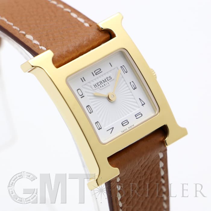美品 HERMES Hウォッチ ゴールド 腕時計 HERMES】 腕時計 《Hウォッチ》 ミニ 21 mm ゴールド (HERMES/アナログ