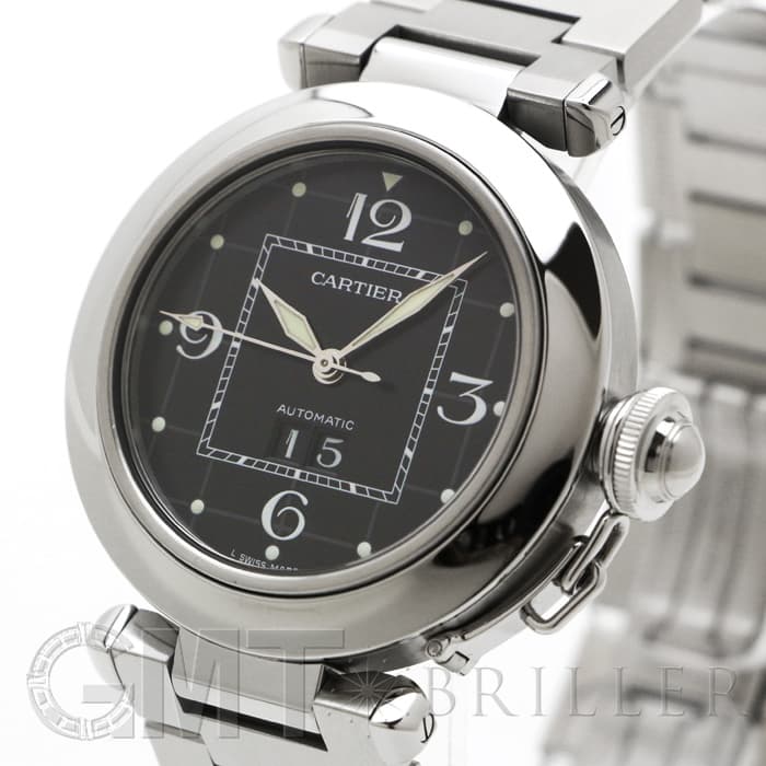 中古)CARTIER カルティエ パシャC ビッグデイト W31053M7 ブラック