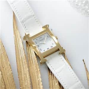 稼働 Hermes Hウォッチ 腕時計 HH1.201 ホワイト 2759 エルメス Hウォッチ HH1.201 ホワイト レディース 時計 【中古