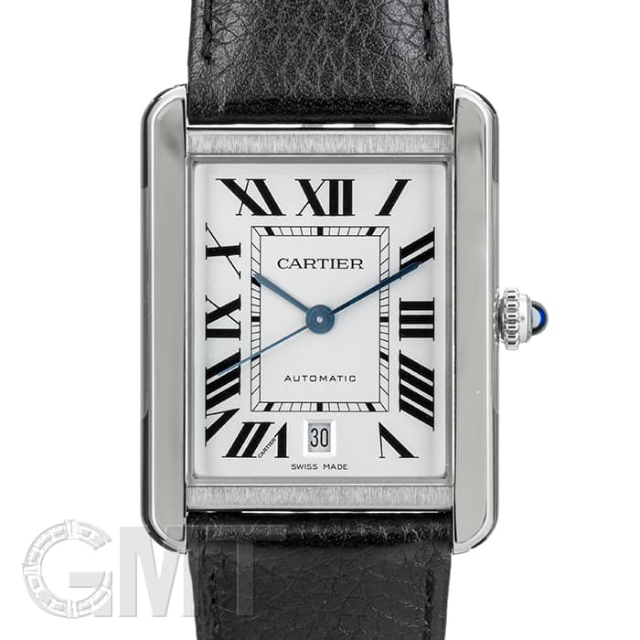 カルティエタンクソロ　ステンレスベルト 中古)CARTIER カルティエ タンク ソロ XL シルバー SS/革 W5200027