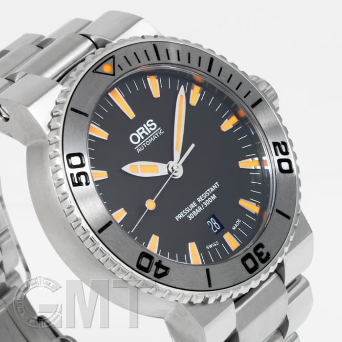 新品)ORIS オリス アクイス デイト グレー/オレンジ 733 7653