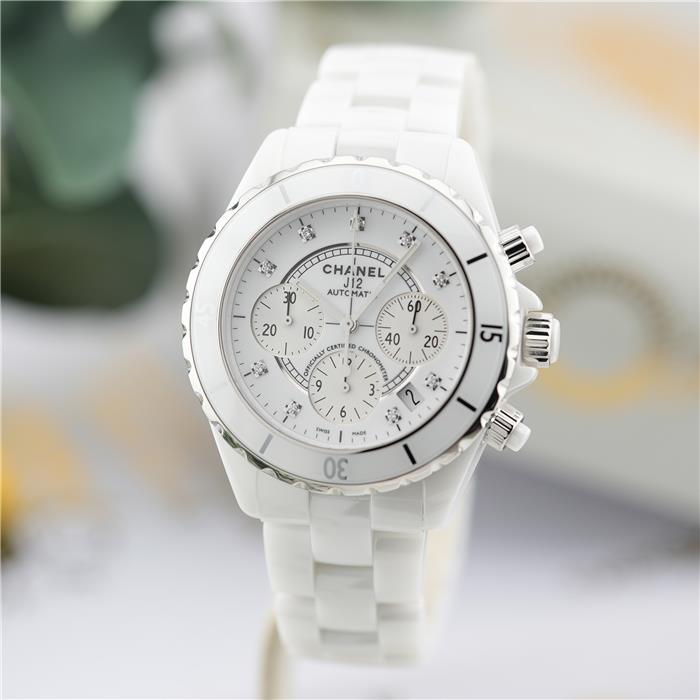 中古)CHANEL シャネル J12 クロノグラフ H2009 ホワイトセラミック 9P