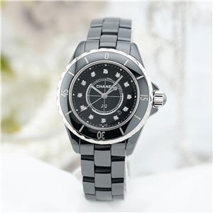 中古)CHANEL シャネル J12 ブラック セラミック 12Pダイヤ H1625 33mm