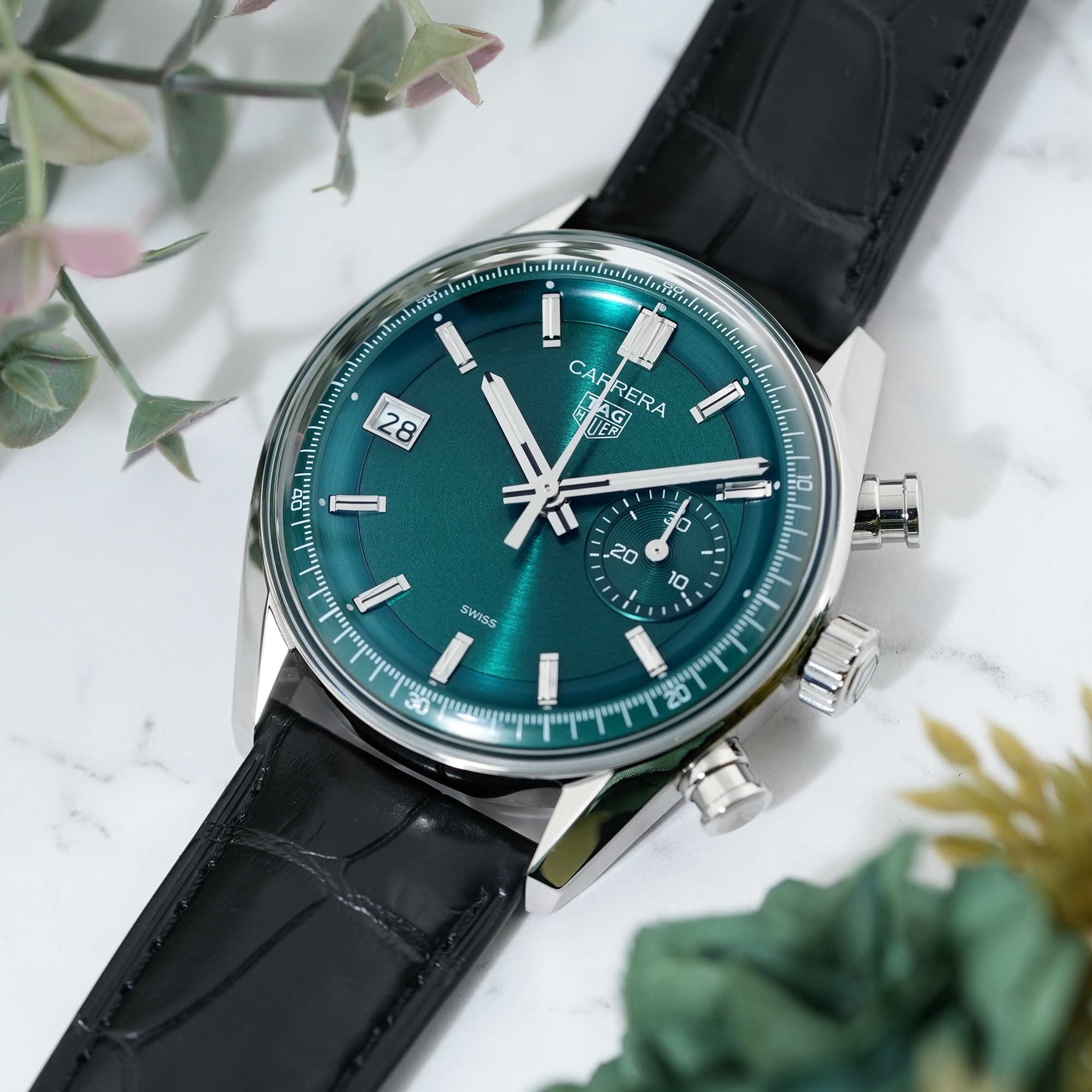 291 黒壺15.5cmバタープレート Florentine turquoise 中古)TAG HEUER タグ・ホイヤー カレラ クロノグラフ CBS2211.FC6545