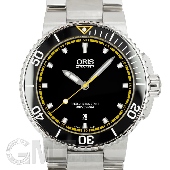新品)ORIS オリス アクイス デイト ブラック/イエロー 733 7653 4127M