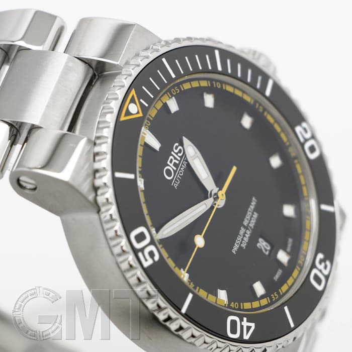 新品)ORIS オリス アクイス デイト ブラック/イエロー 733 7653 4127M