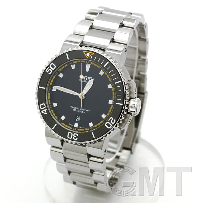 新品)ORIS オリス アクイス デイト ブラック/イエロー 733 7653 4127M