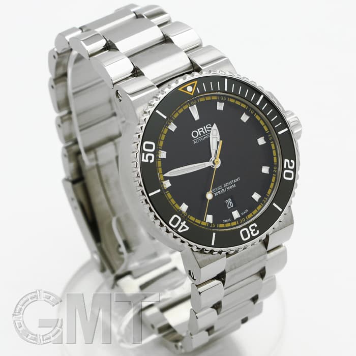 新品)ORIS オリス アクイス デイト ブラック/イエロー 733 7653 4127M