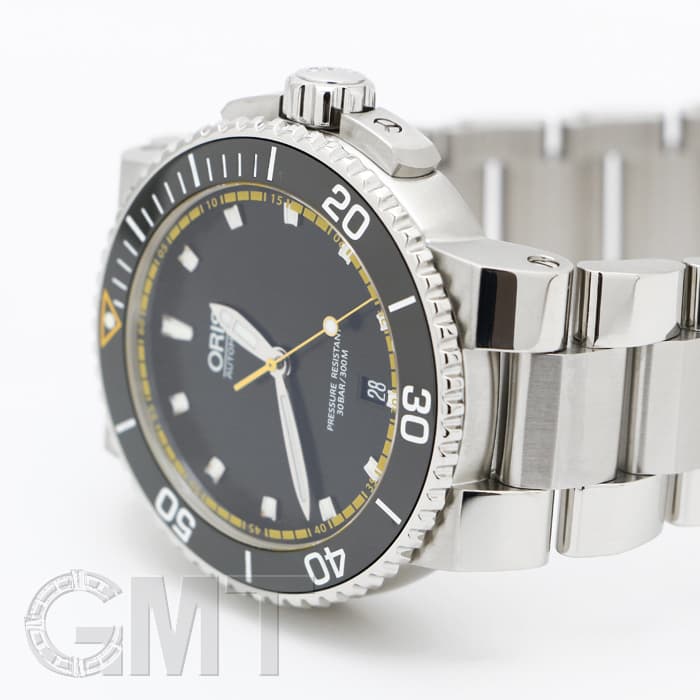 新品)ORIS オリス アクイス デイト ブラック/イエロー 733 7653 4127M