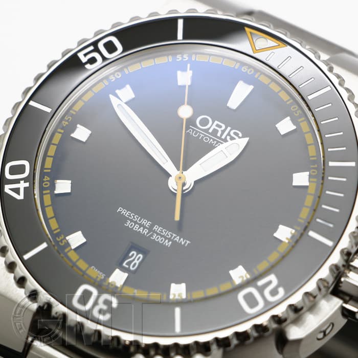 新品)ORIS オリス アクイス デイト ブラック/イエロー 733 7653 4127M