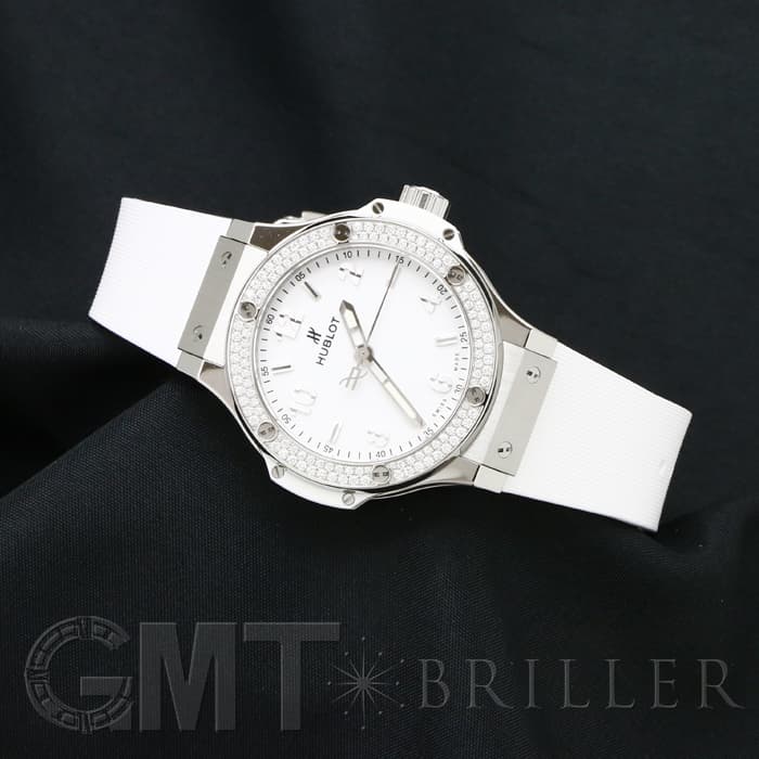 電池交換済 HUBLOT ウブロ ビッグバン スチールホワイト ダイヤモンド 純正ダイヤベゼル 361.SE.2010.RW.1104 白 ホワイト SS ステンレス 純正ラバーベルト 純正尾錠 ユニセックス メンズ レディース クォーツ【6ヶ月保証】【腕時計】【中古】 HUBLOT - 電池交換済 HUBLOT ウブロ ビッグバン スチールホワイト