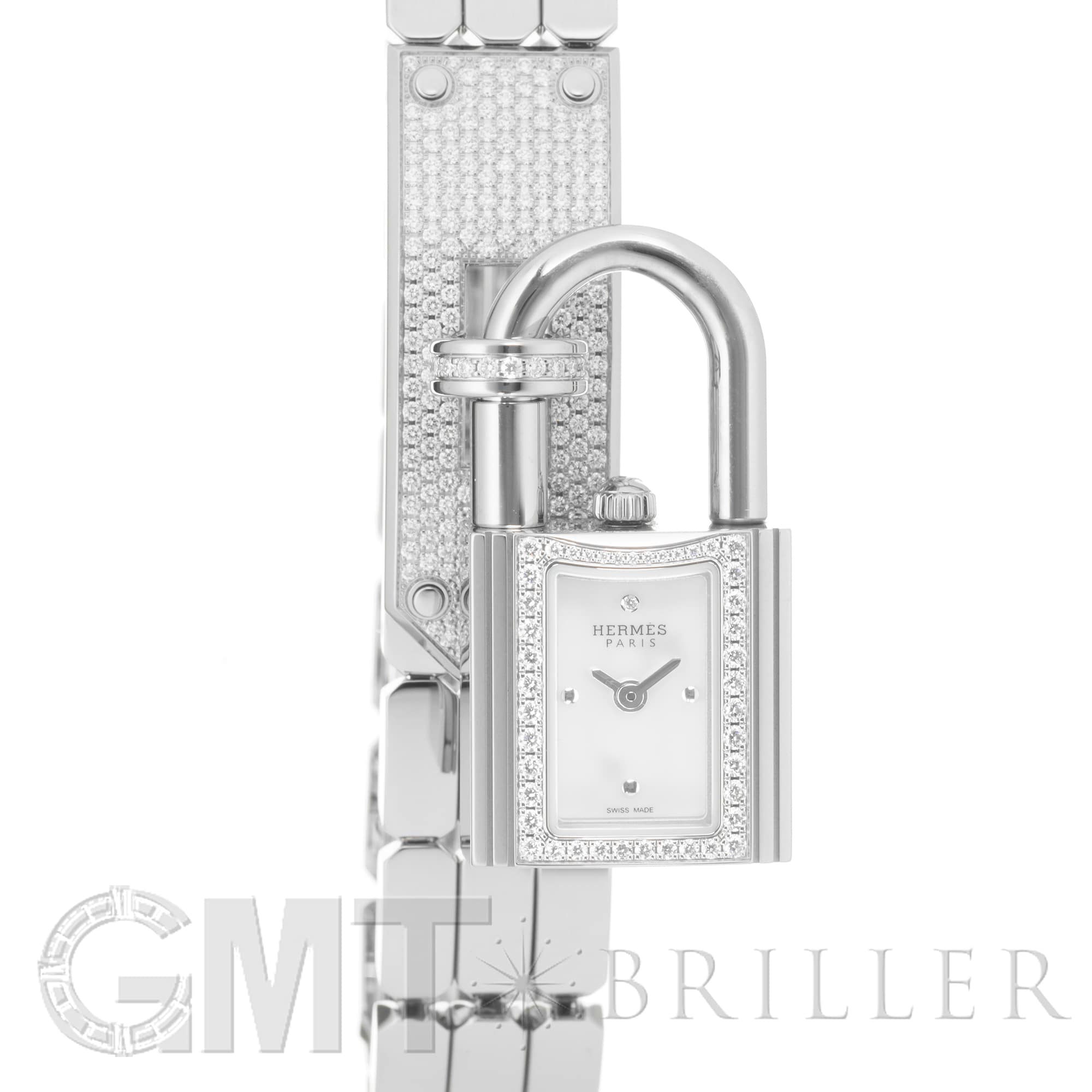 中古)HERMES エルメス ケリー ウォッチ ホワイトシェル ダイヤモンド