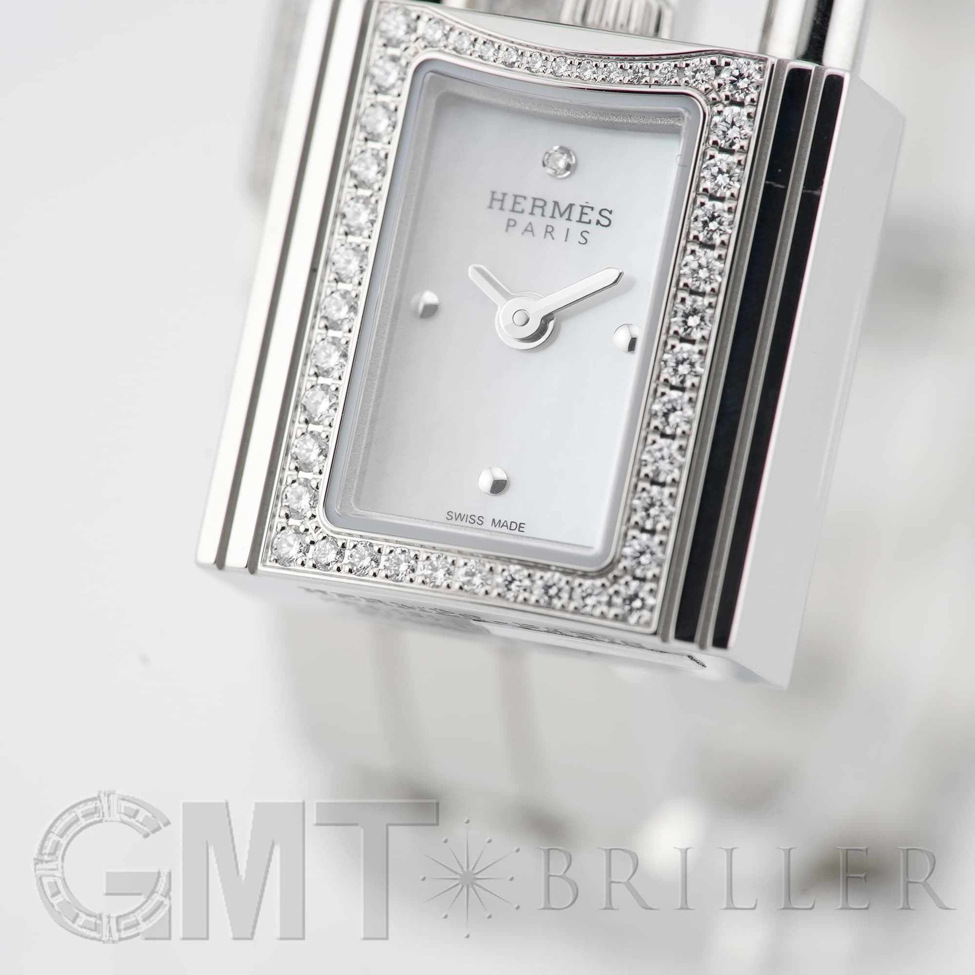 中古)HERMES エルメス ケリー ウォッチ ホワイトシェル ダイヤモンド