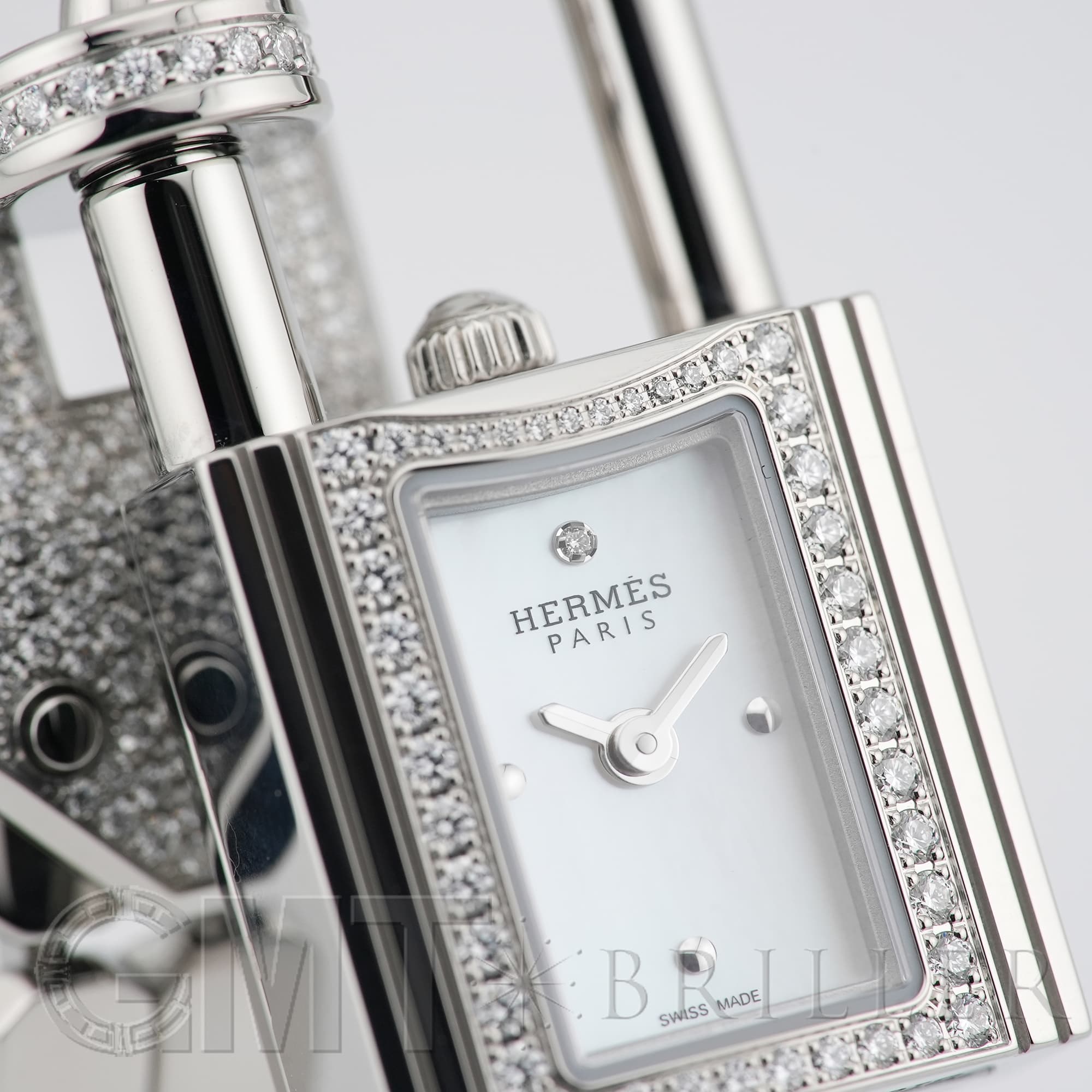 中古)HERMES エルメス ケリー ウォッチ ホワイトシェル ダイヤモンド