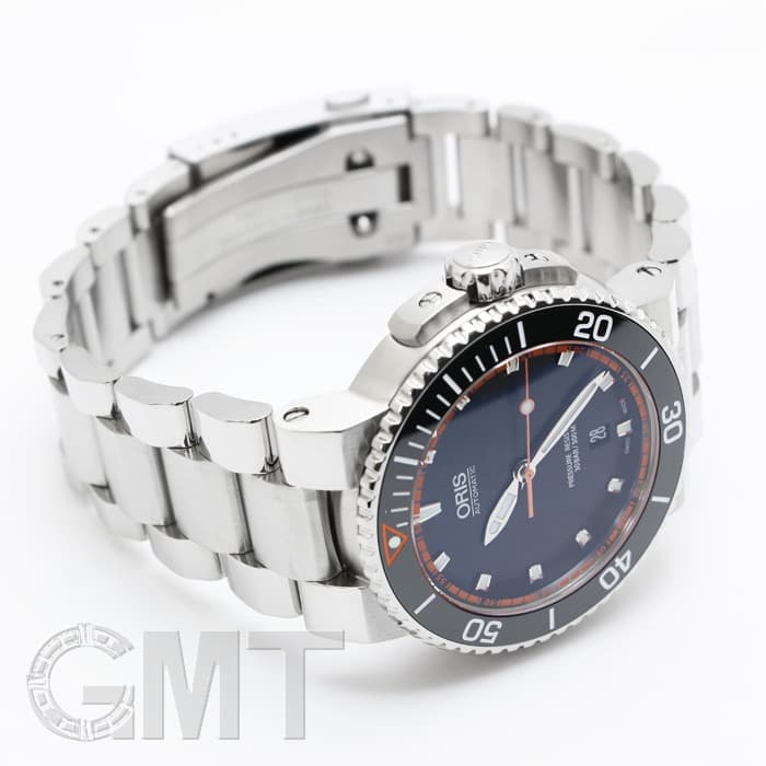 新品)ORIS オリス アクイス デイト ブラック/オレンジ 733 7653 4128M