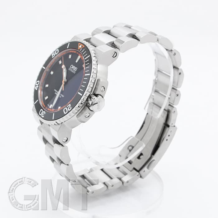 新品)ORIS オリス アクイス デイト ブラック/オレンジ 733 7653 4128M