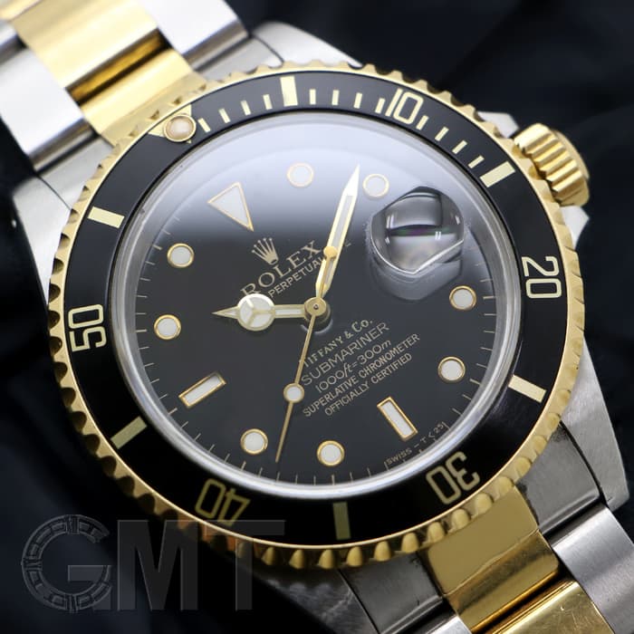 ロレックス　サブマリーナ16613フラッシュフィット 中古)ROLEX ロレックス サブマリーナー 16613 Tiffanyダイヤル（商品ID