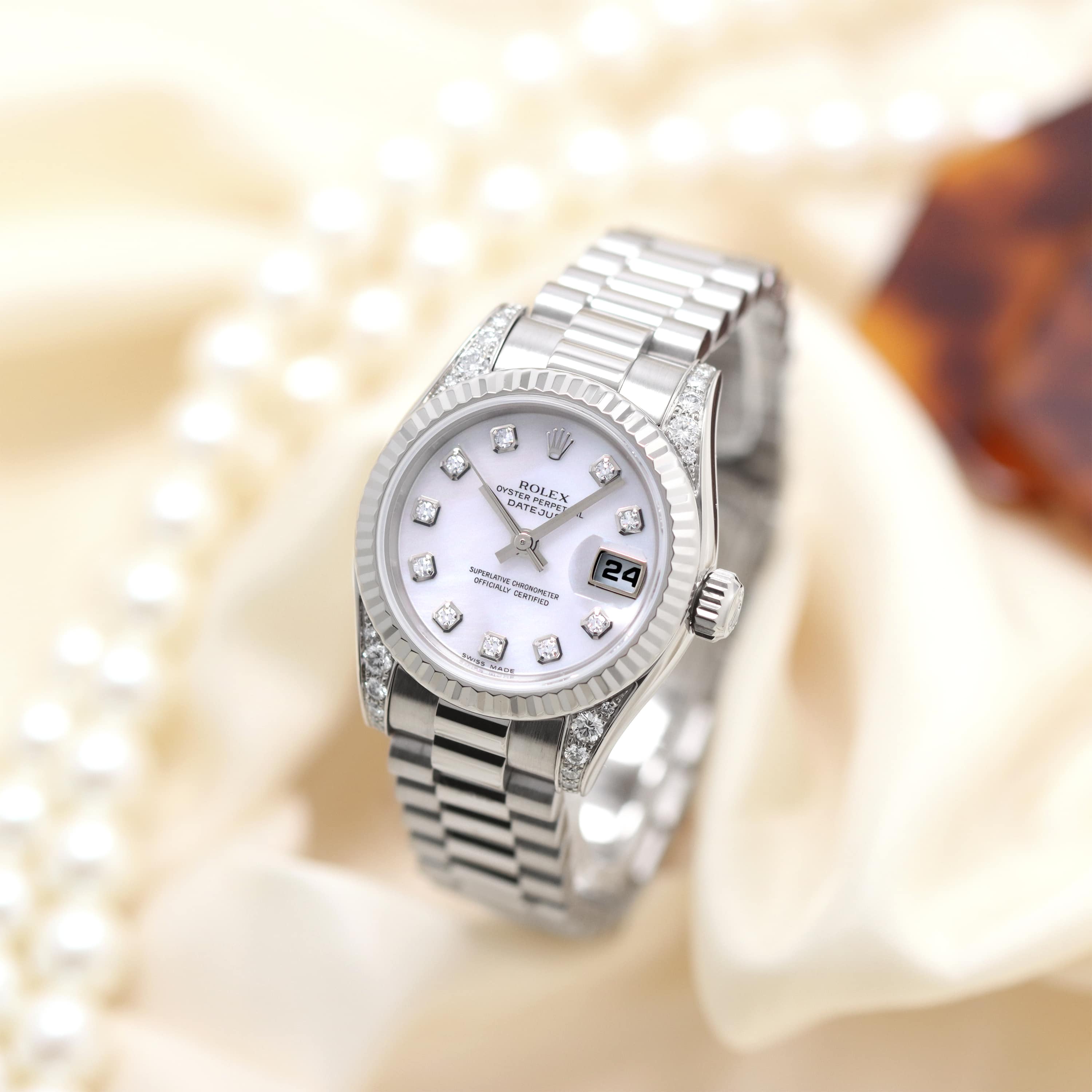 ROLEX ロレックス デイトジャスト ブレス 4コマ SS 【新品仕上げ済】 中古)ROLEX ロレックス デイトジャスト 28 179239NG ホワイトシェル