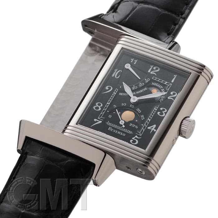新品　ジャガールクルト　レベルソ　アリゲーターストラップ　ブラックサテンマット 中古)JAEGER LECOULTRE ジャガー・ルクルト レベルソ サンムーン