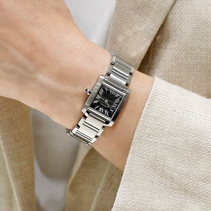 中古)CARTIER カルティエ タンク フランセーズ SM W51026Q3 ブラック