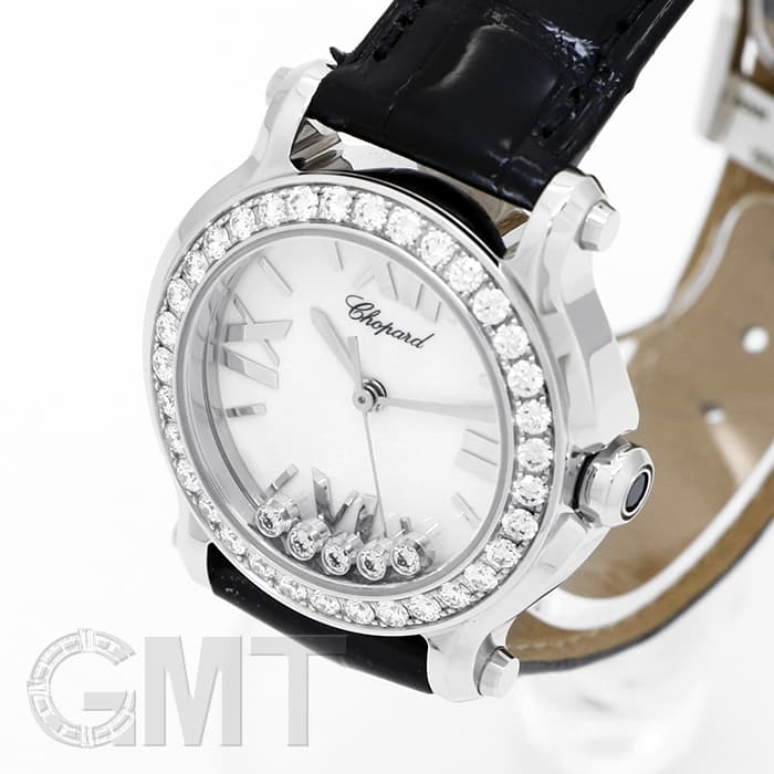 中古 ショパール Chopard 278509-3047 ホワイトシェル /ダイヤモンド レディース 腕時計 新品)CHOPARD ショパール ハッピースポーツ ホワイト ベゼルダイヤ