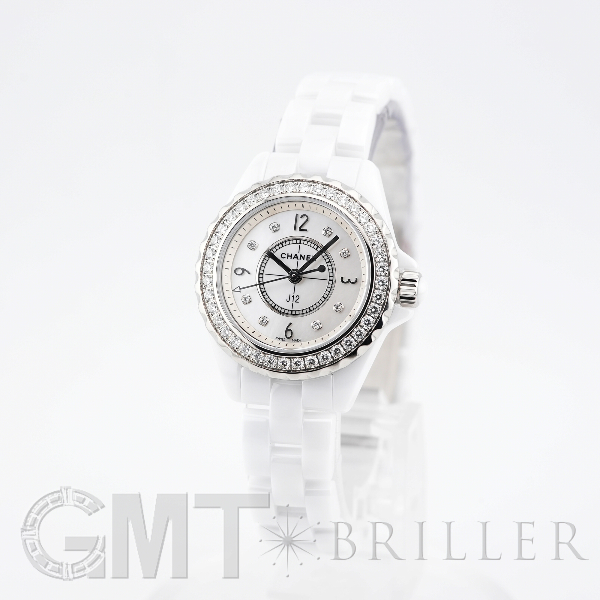 中古)CHANEL シャネル J12 H2572 ホワイトセラミック ベゼルダイヤ MOP 